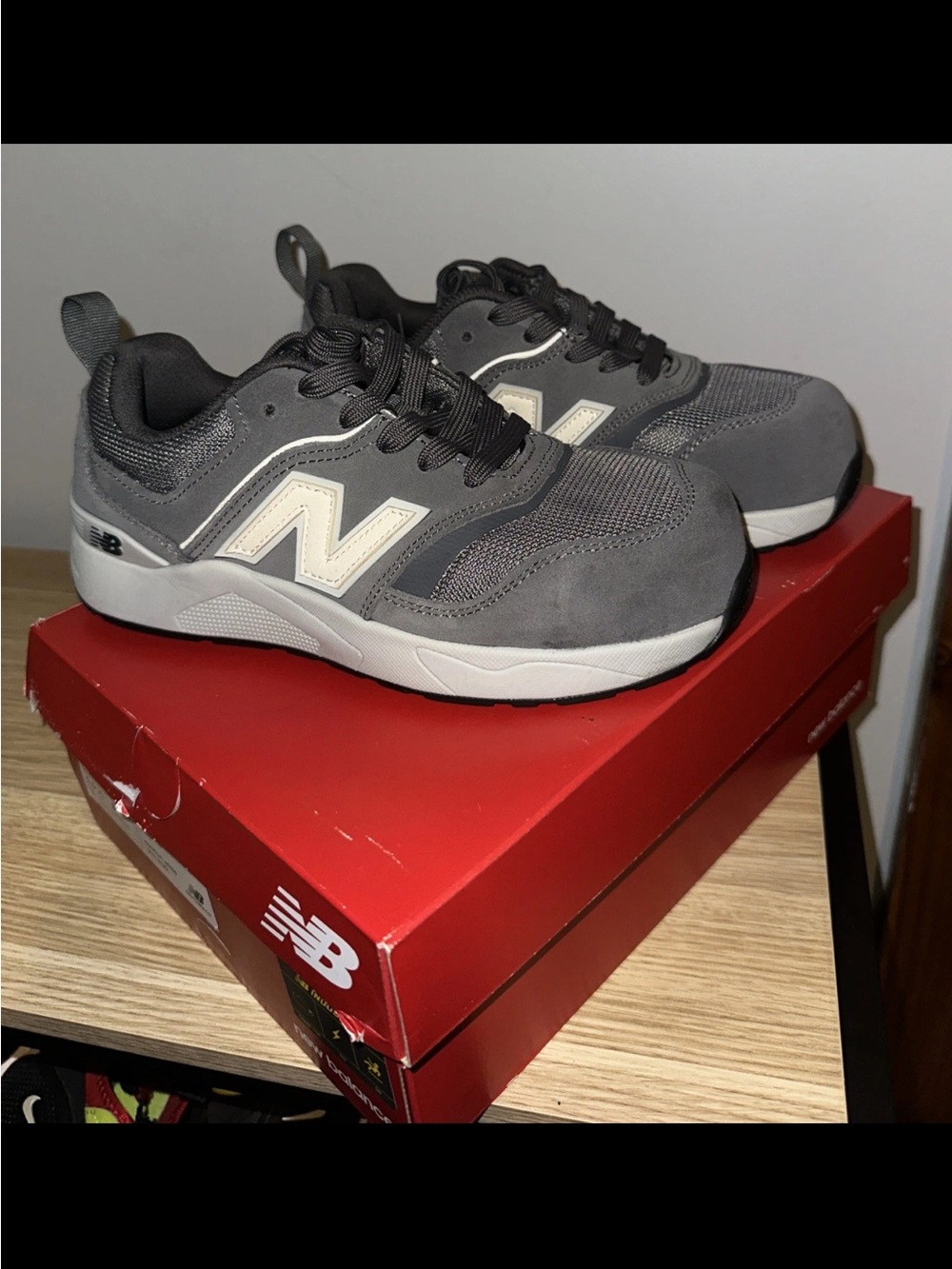 New Balance Gray and Cream Women's Sneakers-steel toe work shoe